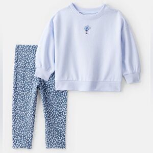 Carters toddler girl 3t blue sweatshirt with floral leggings fall/winter